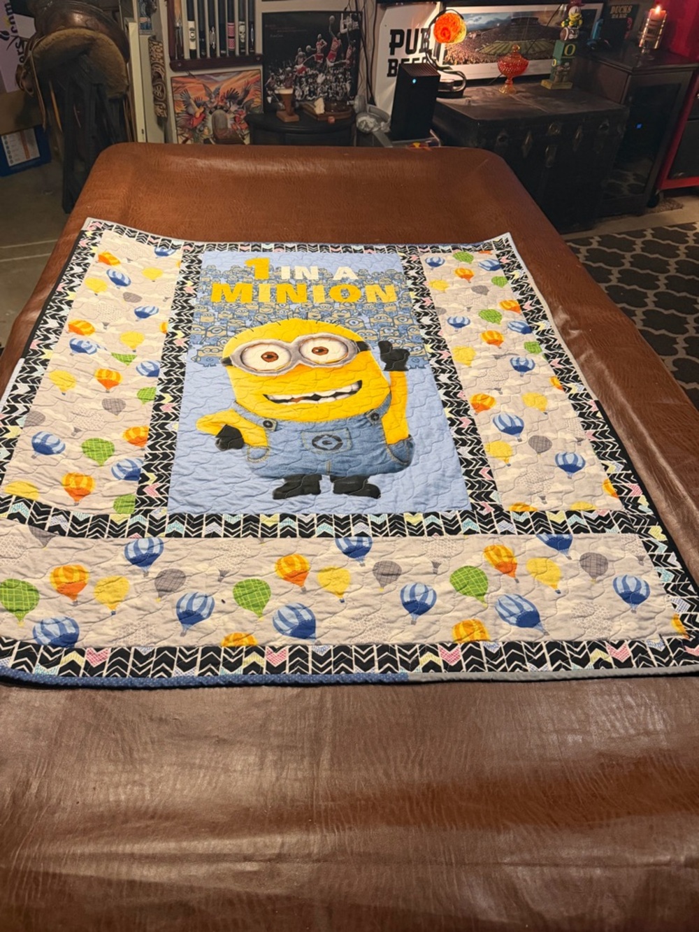 Minions Kids' Quilt - Yellow Blue Balloon Pattern